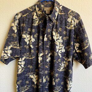 Vtg Natural Issue 100% Cotton Wrinkle Free Button Front Hawaiian Men's L Shirt